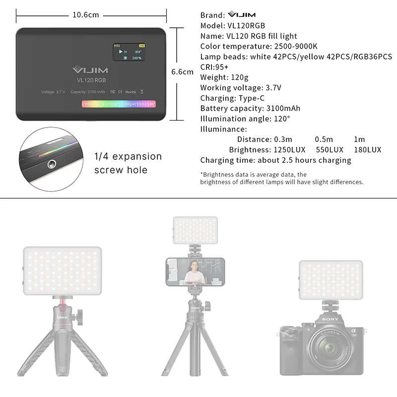 2026 New120 RGB Pocket Fill Li - đánh giá và giá Photography Lighting Handheld