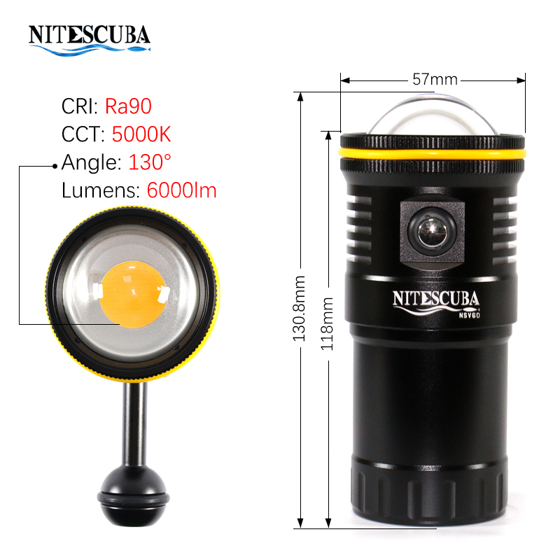 Nitescuba NSV60 LED Diving Vid - đánh giá và giá Photography Lighting Angles