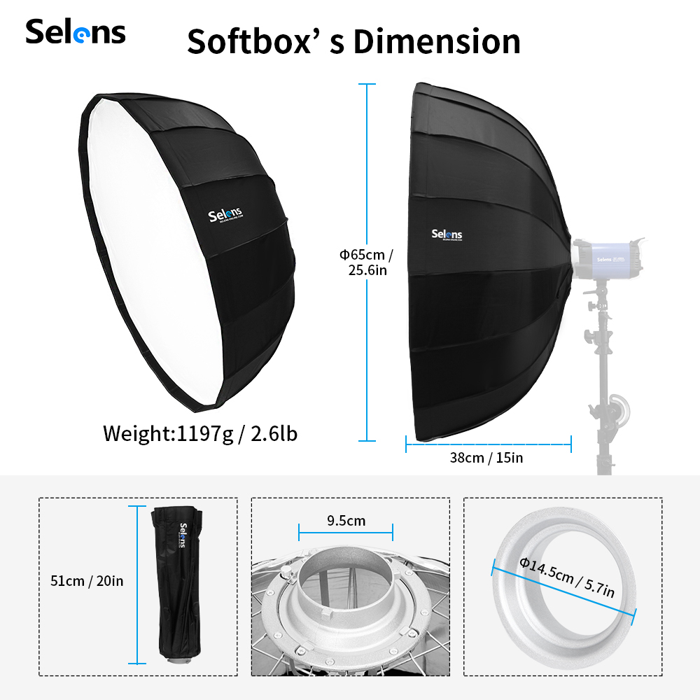Selens Khuếch Tán Phản Xạ Para - đánh giá và giá Photography Lighting Beauty Dish