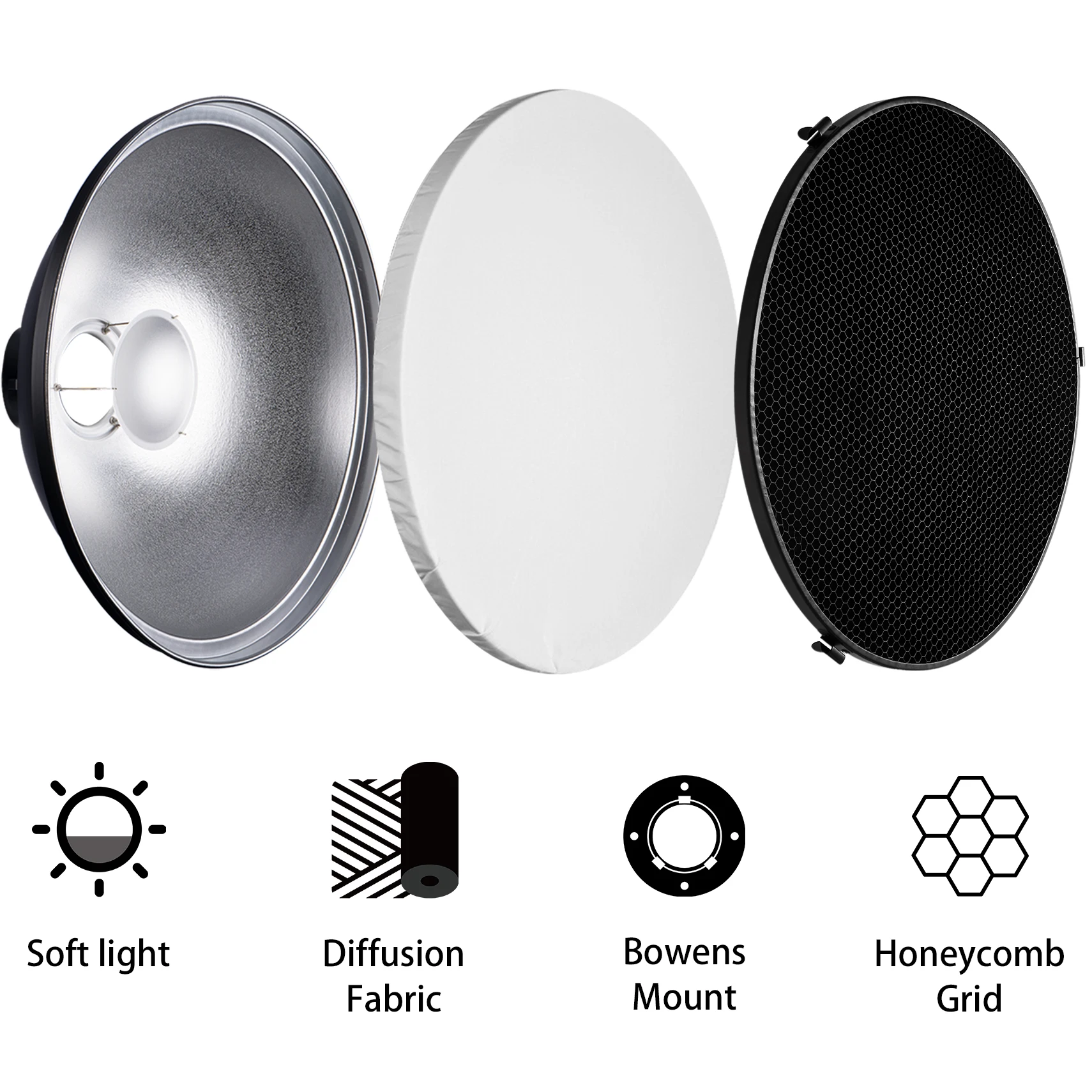 Selens 55cm Silver/White Inter - đánh giá và giá Photography Lighting Beauty Dish